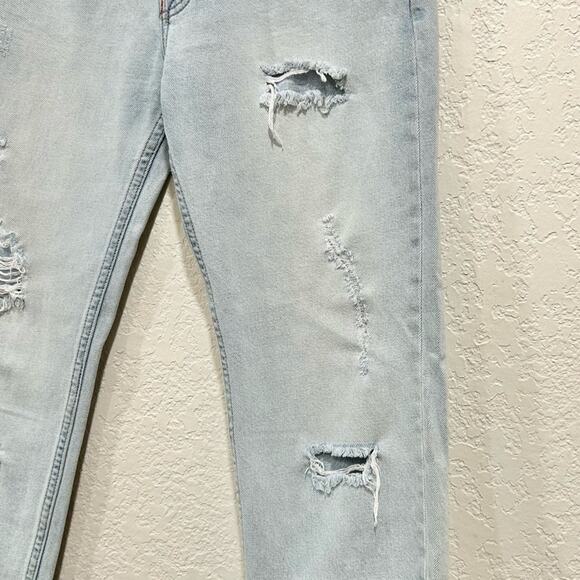 We The Free Cropped Straight Leg Distressed Button-Fly Jeans Size 26 - Picture 7 of 7